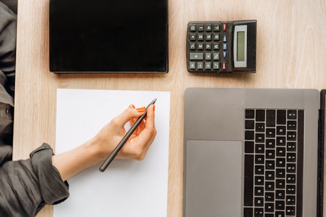 calculator and laptop